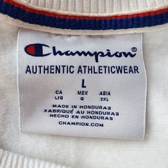 NWD Champion Powerblend White Multicolor Spell Out Sweatshirt Womens Large - Picture 8 of 13